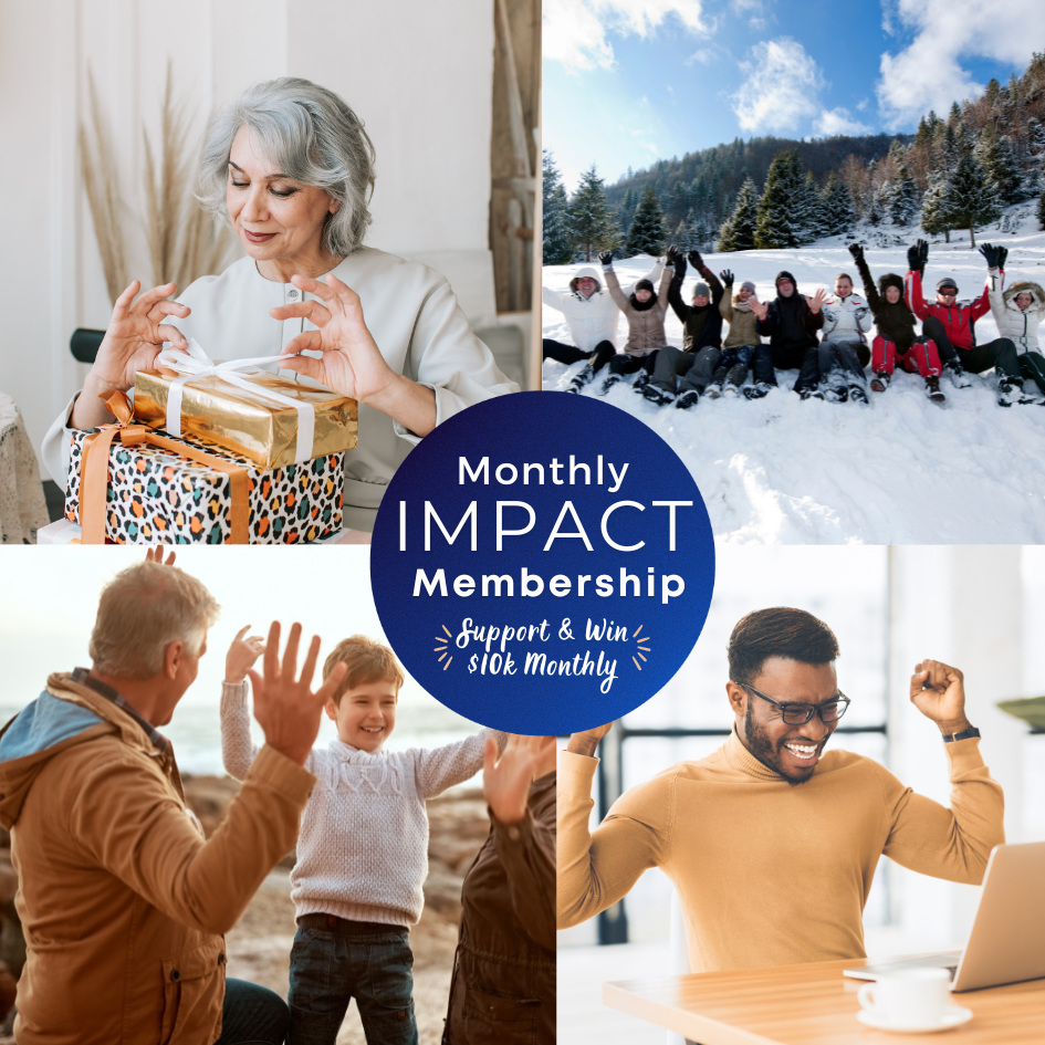 monthly impact membership logo with photos of people